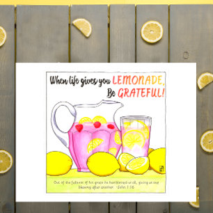 Cartão Postal Seja grato pelo cartão-postal Inspirador Lemonade