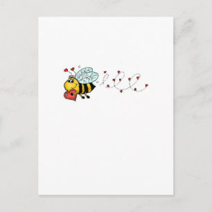 Cartão Postal Seja minha - Cute Bee segurando um coração
