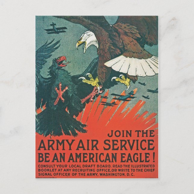 Cartão Postal "Seja uma águia americana" RESTORED Army Air Poste (Frente)
