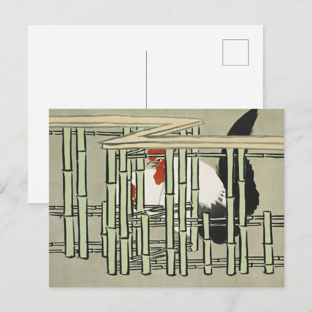 Cartão Postal Sekka Roosters de Momoyogusa Arte Japonesa (Frente/Verso)