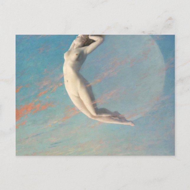 Cartão Postal Selene Por Albert Aublet 1880 Mulher E Lua (Frente)