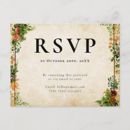 Cartão Postal Self Addressed RSVP Vintage Garden Cottagecore