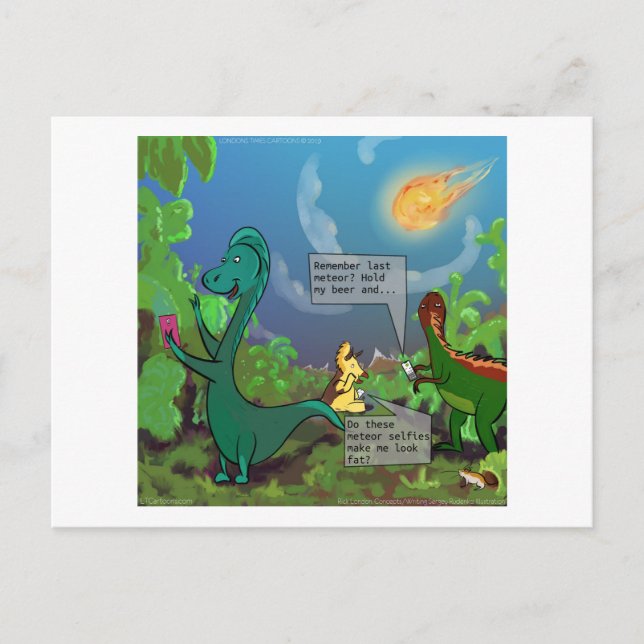 Cartão Postal Selfie de Dinossauro Cômico Engraçado (Frente)