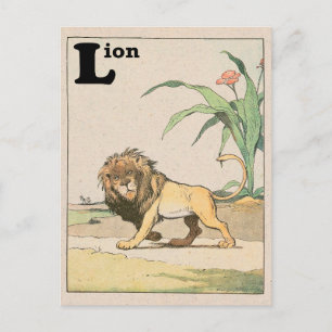Cartão Postal Selgle Lion Alphabet Animal