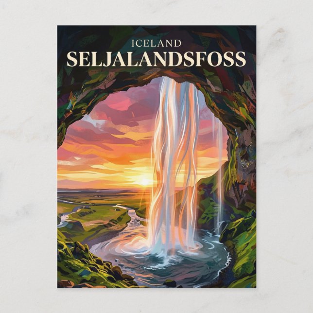 Cartão Postal Seljalandsfoss Islândia (Frente)