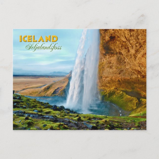 Cartão Postal Seljalandsfoss Waterfall na Islândia (Frente)