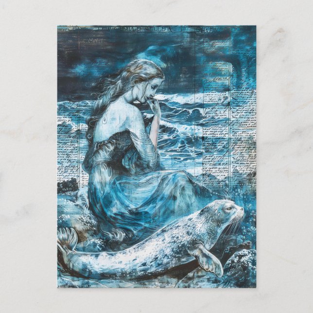 Cartão Postal Selkie Foca Celta Metamórfica (Frente)