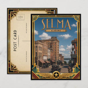 Cartão Postal Selma Alabama Arte Deco Vintage Idade Dourada