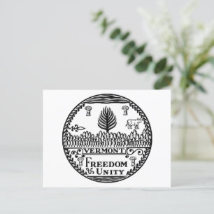 Cartão Postal Selo de Estado de Vermont em T-Shirt preto e branc