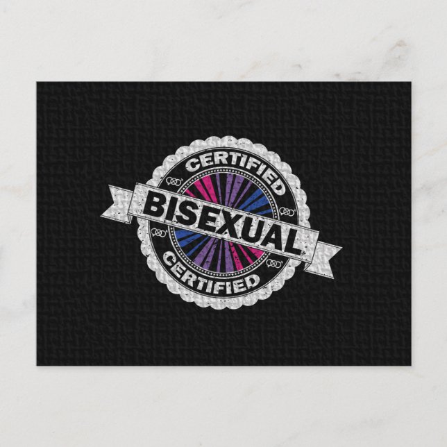 Cartão Postal Selo de Orgulho Bissexual Certificado (Frente)
