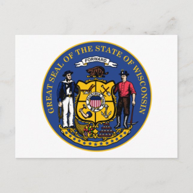 Cartão Postal selo de Wisconsin (Frente)