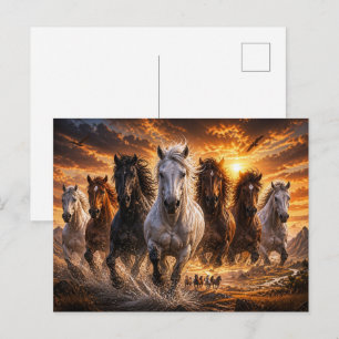 Cartão Postal Selo Espírito Selvagem – Arte de Cavalos Majestoso