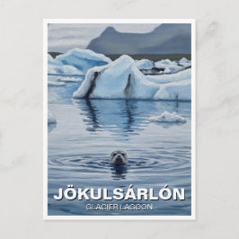 Cartão Postal Selo na Islândia Lagoa Glacial Jökulsárlón Viagem