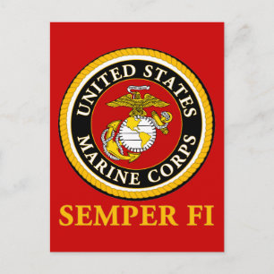 Cartão Postal Selo oficial marinho dos EUA - Semper Fi