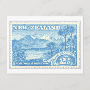 Cartão Postal Selo Postal Vintage do Lago Wakatipu Nova Zelândia