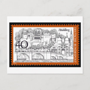 Cartão Postal Selo Vintage Alemão Heidelberg Década de 1970