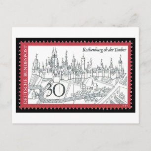 Cartão Postal Selo Vintage Alemão Rothenburg ob der Tauber