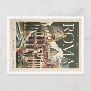 Cartão Postal Selo Vintage Roma Clássica