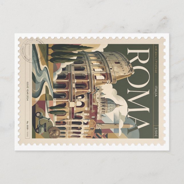 Cartão Postal Selo Vintage Roma Clássica (Frente)