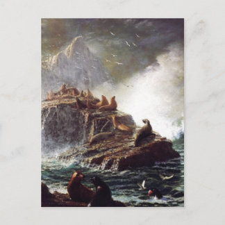 Cartão Postal Selos nas Rochas, Ilhas Farallon - Bierstadt