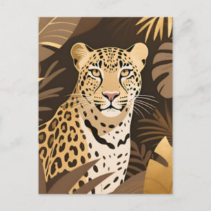 Cartão Postal Selva Boho da Onça Dourada Vida Selvagem 