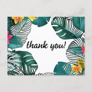 Cartão Postal Selva Selvagem Deixa Flores Amarelas Cor-de-Rosa d