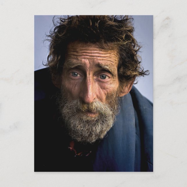 Cartão Postal Sem-abrigo e homem sem-abrigo (Frente)