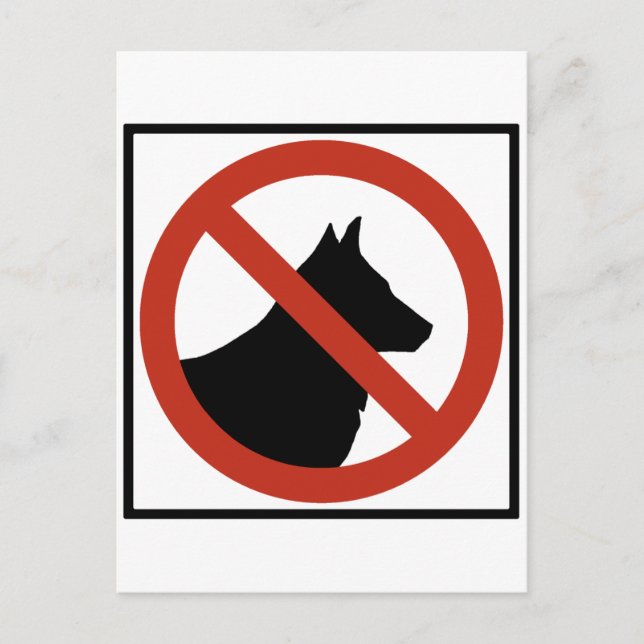 Cartão Postal Sem Cachorros Permitidos / Sem Pets Sinal de Estra (Frente)