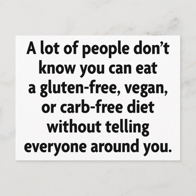 Cartão Postal Sem carboidratos (Frente)