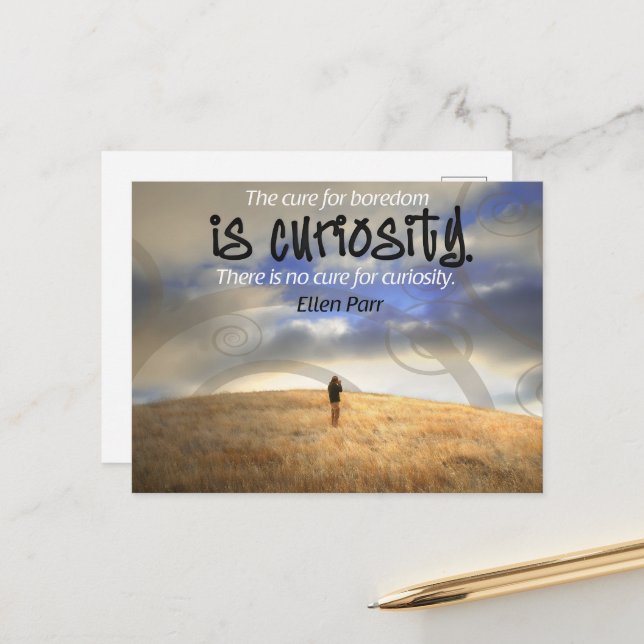 Cartão Postal "Sem cura para a curiosidade", citação inspiracion (Frente/Verso In Situ)