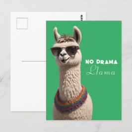 Cartão Postal Sem Drama Llama Funky Alpaca Sunglass Green