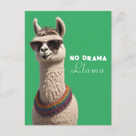 Cartão Postal Sem Drama Llama Funky Alpaca Sunglass Green