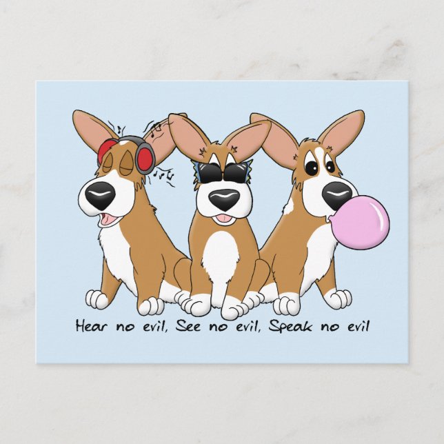 Cartão postal sem Mau Corgi Trio (Frente)