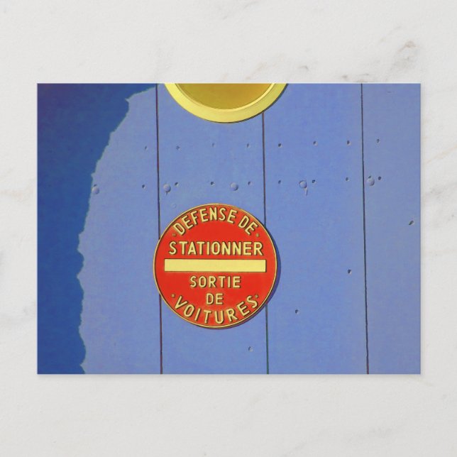 Cartão Postal Sem Parar Francês - Sinal Azul Porta de Garagem (Frente)