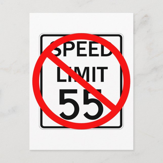 Cartão Postal Sem sinal de limite de velocidade de 55 mph (Frente)