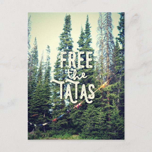 Cartão Postal Sem Sutiã Permitido Na Floresta (Frente)