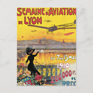 Cartão Postal Semaine d' Aviation de Lyon Viagens vintage