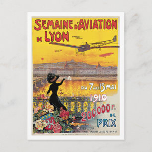 Cartão Postal Semaine D'Aviation De Lyon France Poster vintage