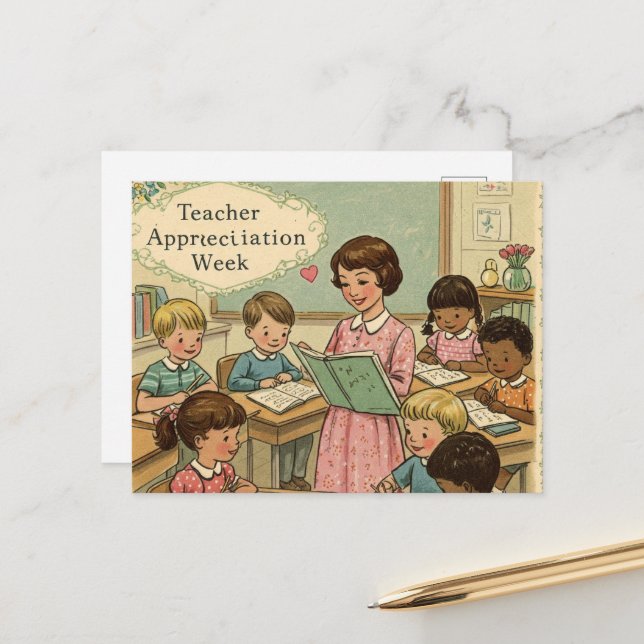 Cartão Postal Semana de Apreciação ao Professor (Frente/Verso In Situ)