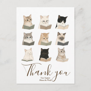 Cartão Postal Semana do Livro de Gatos Presente para Amante de L