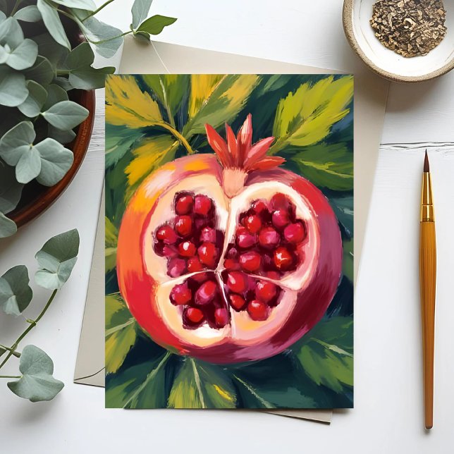 Cartão Postal Sementes de romã | Pintura de fruta (Criador carregado)