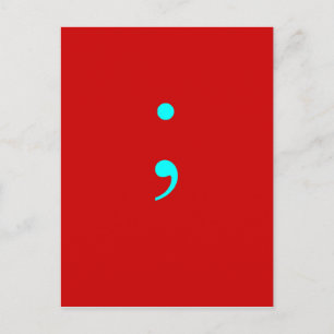 Cartão Postal Semi Colon - Vermelho
