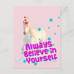 Cartão Postal Sempre acredite em si mesmo traçando o Cavalo Cone