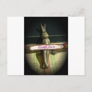 Cartão Postal Sempre Ame o Design de Arte Inspiradora do Coelho