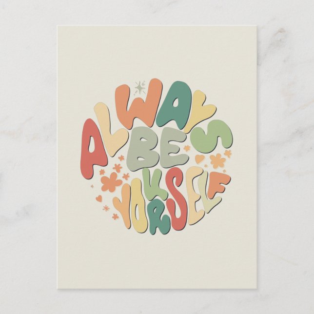 Cartão Postal Sempre Seja Você Mesmo - Inspirador de outono (Frente)