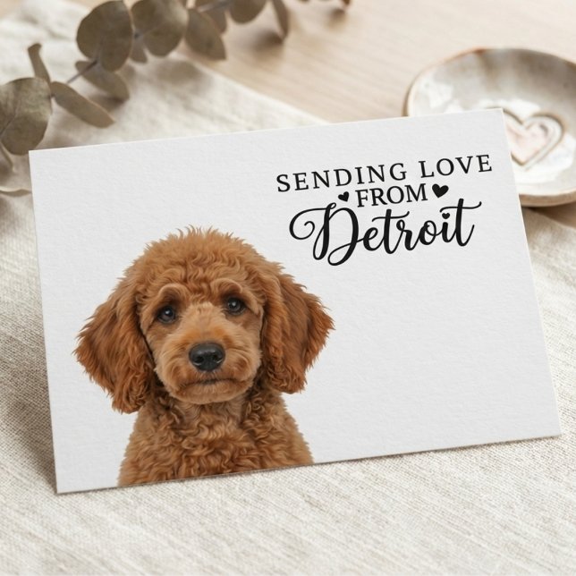 Cartão Postal Sending Love From Detroit Postcard (Make Your Dog a Detroit Icon.)
