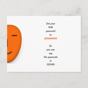 Cartão Postal Senha de Wifi Criativa e Divertida Citação Piada H