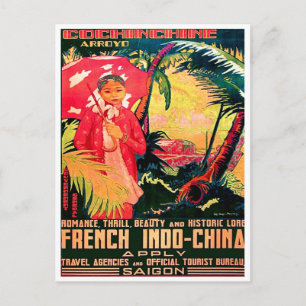 Cartão Postal Senhora de Saigon City, Vietnã, viagens vintage