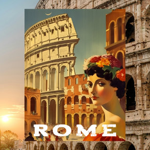 Cartão Postal Senhora do Coliseu Viagens Roma Itália Vintage
