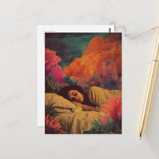 Cartão Postal Senhora Dormindo sob o Mar Surreal Mídia mista (Frente/Verso In Situ)